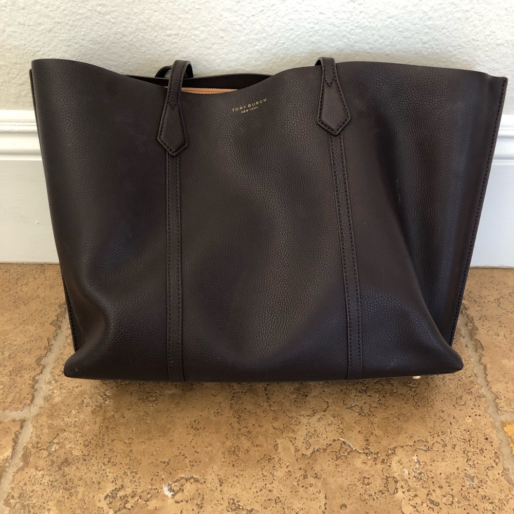 TORY BURCH - PRELOVED PERRY TRIPLE COMPARTMENT TOTE + BROWN/LEATHER